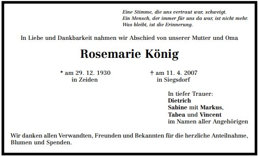 Proemm rosemarie 1930-2007 Todesanzeige